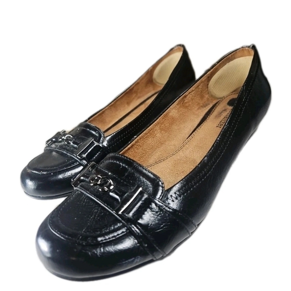 Naturalizer Shoe Women Sz9 Loafer Blk Faux Leather Slip On Y2K Retro Boho[6A